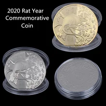 Сувенирная памятная монета года в виде крыс, китайский зодиак, невалютная копия монет, художественная коллекция, золото/посеребренное покрытие