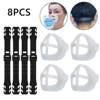 

Mascarilla 4pc Washable Reusable Mouth Mask Face Mask Inner Support Frame Adjustable Ear Strap Accessories Mouth Caps Washable