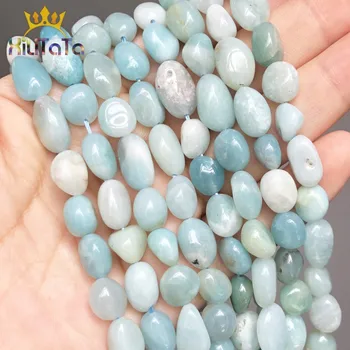 

8-10mm Irregular Natural Amazonite Stone Beads Blue Loose Spacer Beads For Jewelry Making DIY Bracelet Necklace Accessories 15''