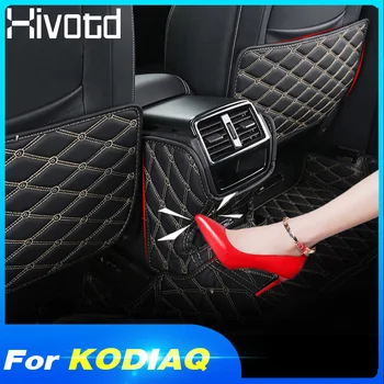 

Hivotd For Skoda Kodiaq Car Armrest box Seat Back Anti kick mat Protector Cover Waterproof Pad Interior accessories 2017-2019