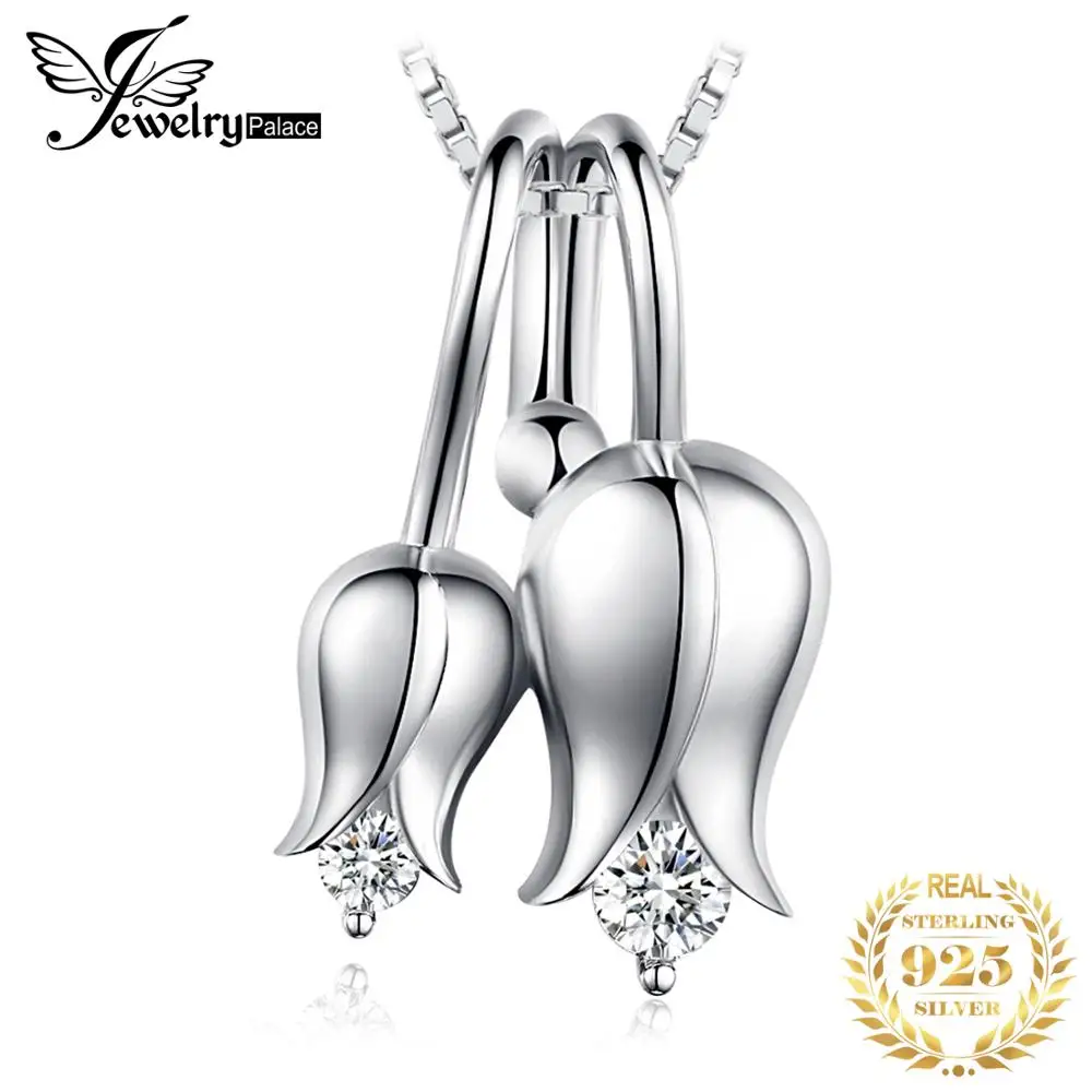 JewelryPalace счастье цветы лилии Кубический Цирконий 925 Серебро кулон ожерелье без