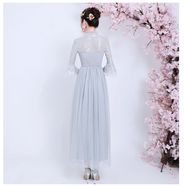 Элегантное женское платье для свадебной вечеринки Vestido Largo Sirena размера плюс платье подружки невесты серое сексуальное платье с вырезом лодочкой для выпускного вечера Azul Royal