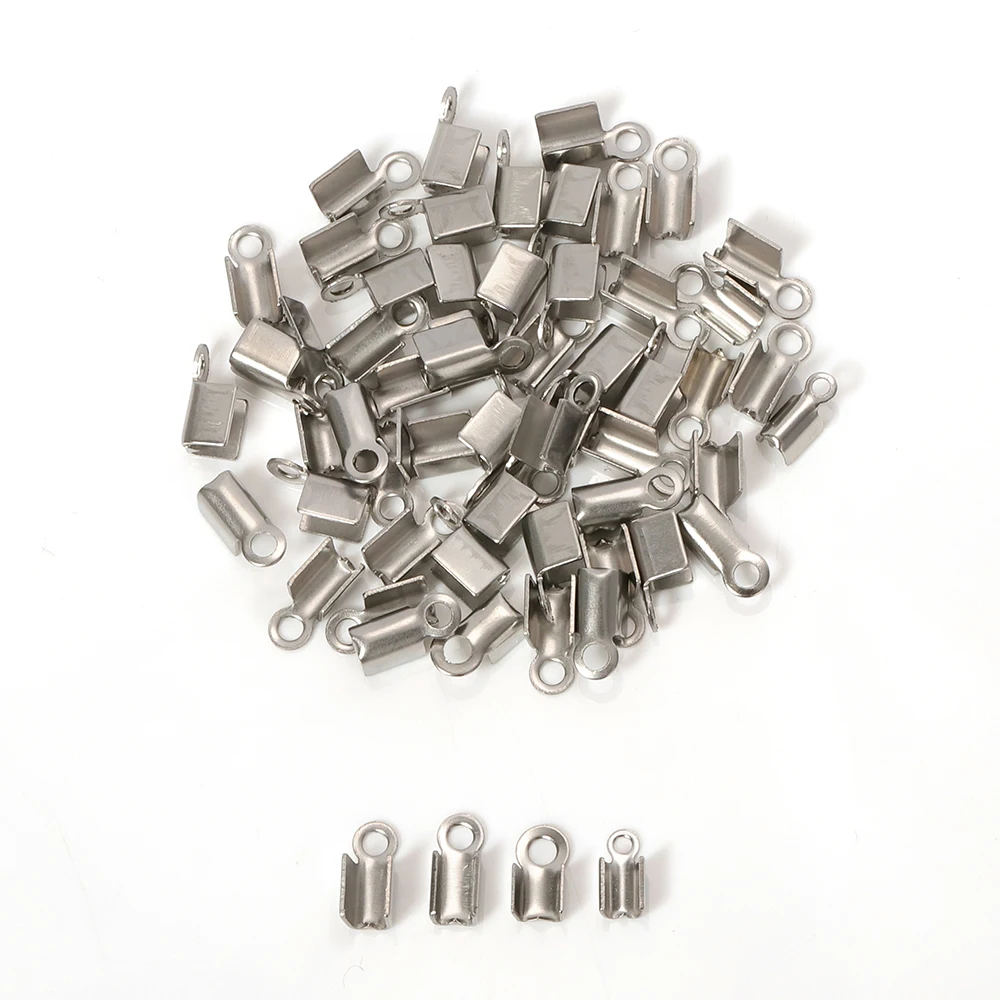 100 шт. Круглый/плоский зажим обжимные Концевики для шнура кожаный складные