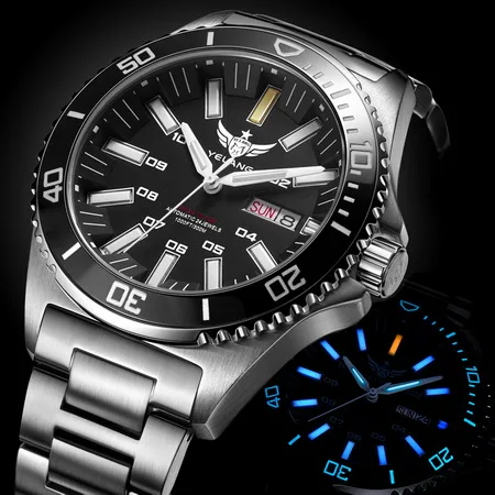 watch men p5 T100 tritium wrist watch,dive watches men Yelang automatic meachnical wristwatch waterproof man sport relogio masculin V1028 - Цвет: watch men p5