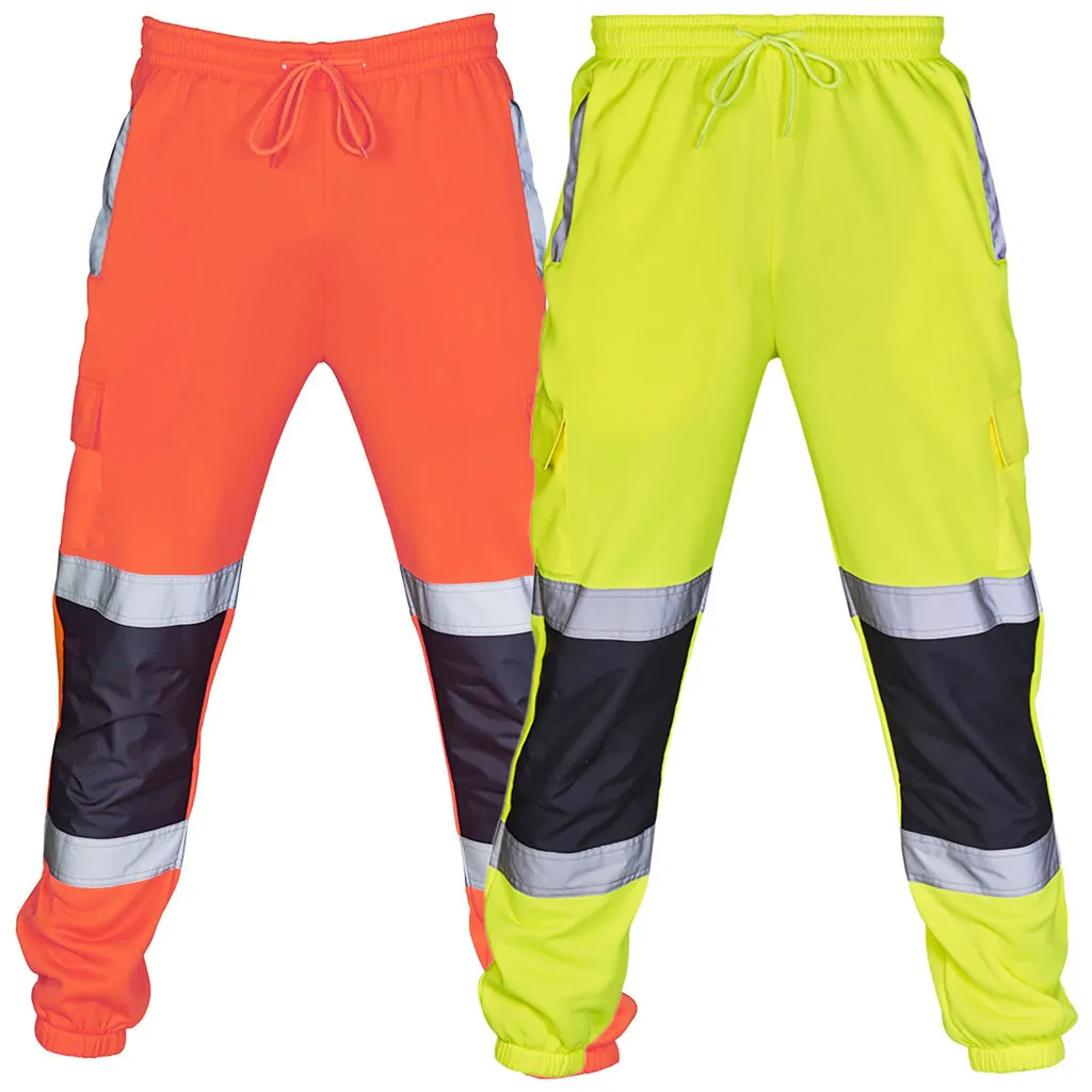 40# New Fashion Men Road Work High Visibility Overalls Casual Pocket Work Casual Trouser Pants Autumn Waterproof pants plus size pajama pants