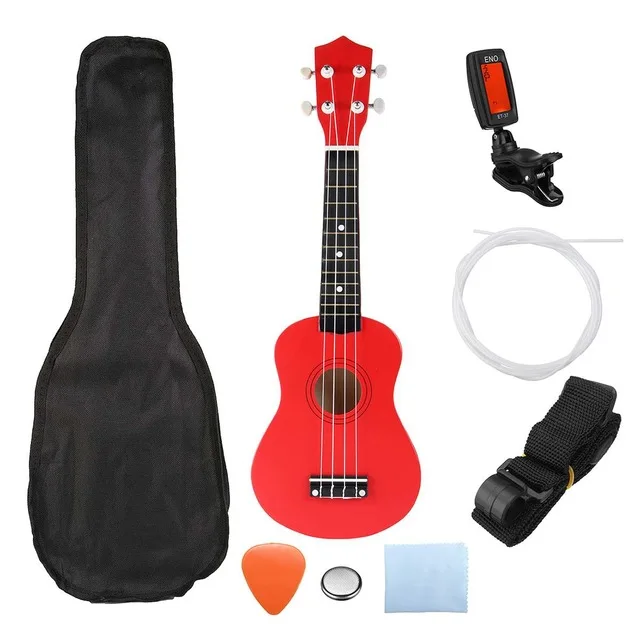 Red Zebra 21 дюймов Ukelele сопрано 4 струны Гавайская ель B народная гитара набор инструментов - Цвет: Red