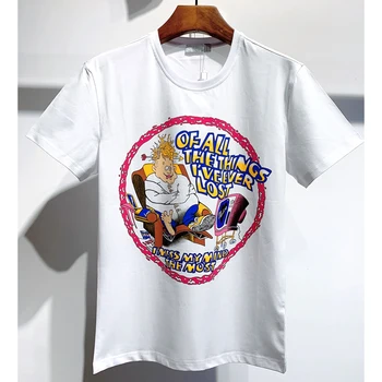 

Men's short sleeve T-shirt fashion creative cartoon watching TV pattern printing trend pure cotton summer leisure top 2020