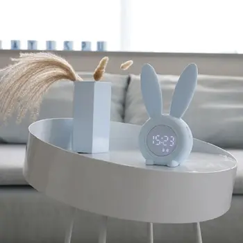 

USB Bunny Alarm Clock Night Light Sound Control Countdown Snooze Time Temp Home