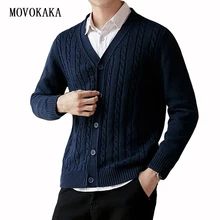 Модный повседневный мужской свитер, зимний Кардиган, мужской вязаный свитер, однобортный толстый свитер для мужчин, хлопковый кардиган, свитера