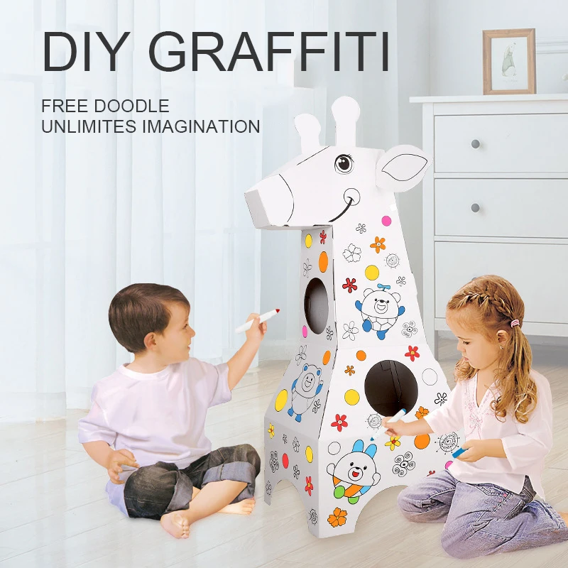 

3D Puzzle Diy Dinosaur Graffiti Paper Dimensional Model Assembled Brain Teaser Game Educational Toy for Children Jigsaw Kids Toy