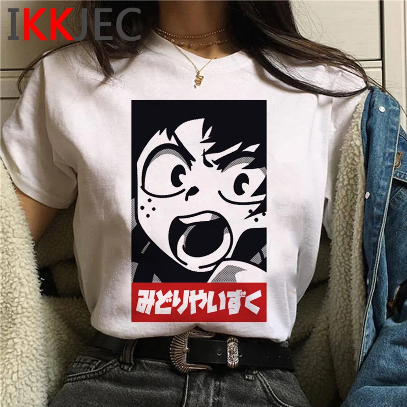 My Hero Academia Bakugou Todoroki Boku No Hero Bnha women grunge aesthetic harajuku kawaii plus size t-shirt summer top ulzzang couple t shirt Tees