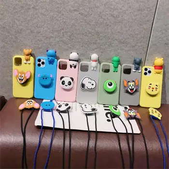 

For Samsung S10 S8 S9 Note 8 9 10 Plus A20 30 50 70 80 J4 J6 J8 Case Sulley Mike Bear Phone Strap Rope Cover