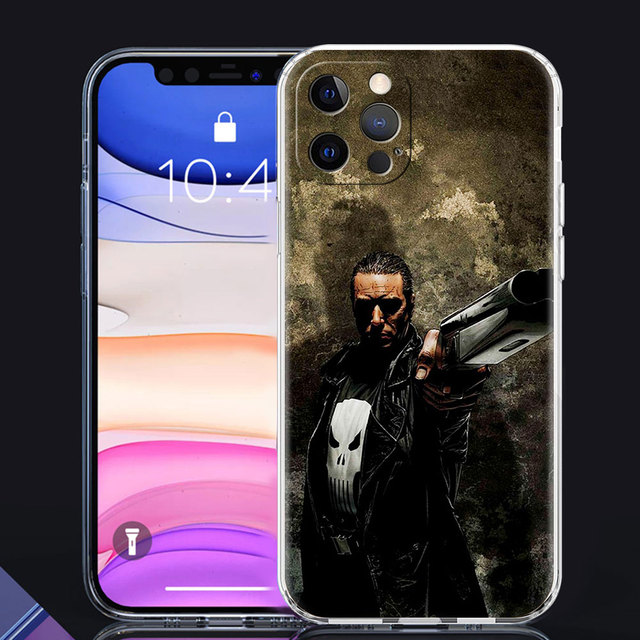 Phone Case For iPhone 11 13 12 Pro Max Casing 7 8 XR XS X 6 6S Plus SE Shell Soft Transparent Cover Marvel The Punisher