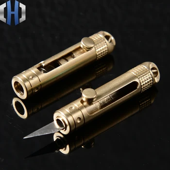 

Brass Mini Paper Cutter Male Self-defense Keychain Gun Bolt Knife Exquisite Outdoor Portable Demolition Express Utility Knife