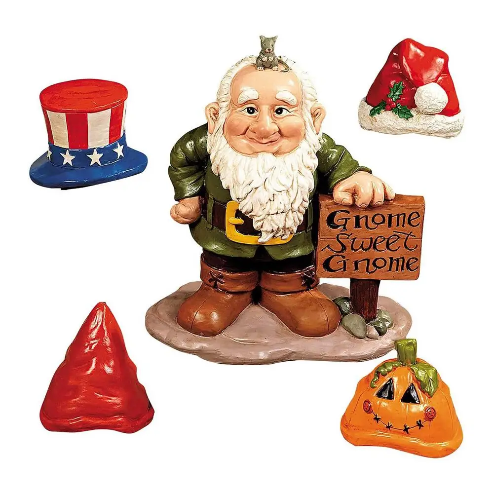 Statue de Gnomes en résine avec chapeau remplaçable, Figurine drôle et mignonne, décoration d’intérieur, de jardin