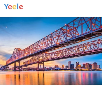 

Yeele Landscape Photocall River Bridge City Sunset Photography Backdrops Personalized Photographic Backgrounds For Photo Studio