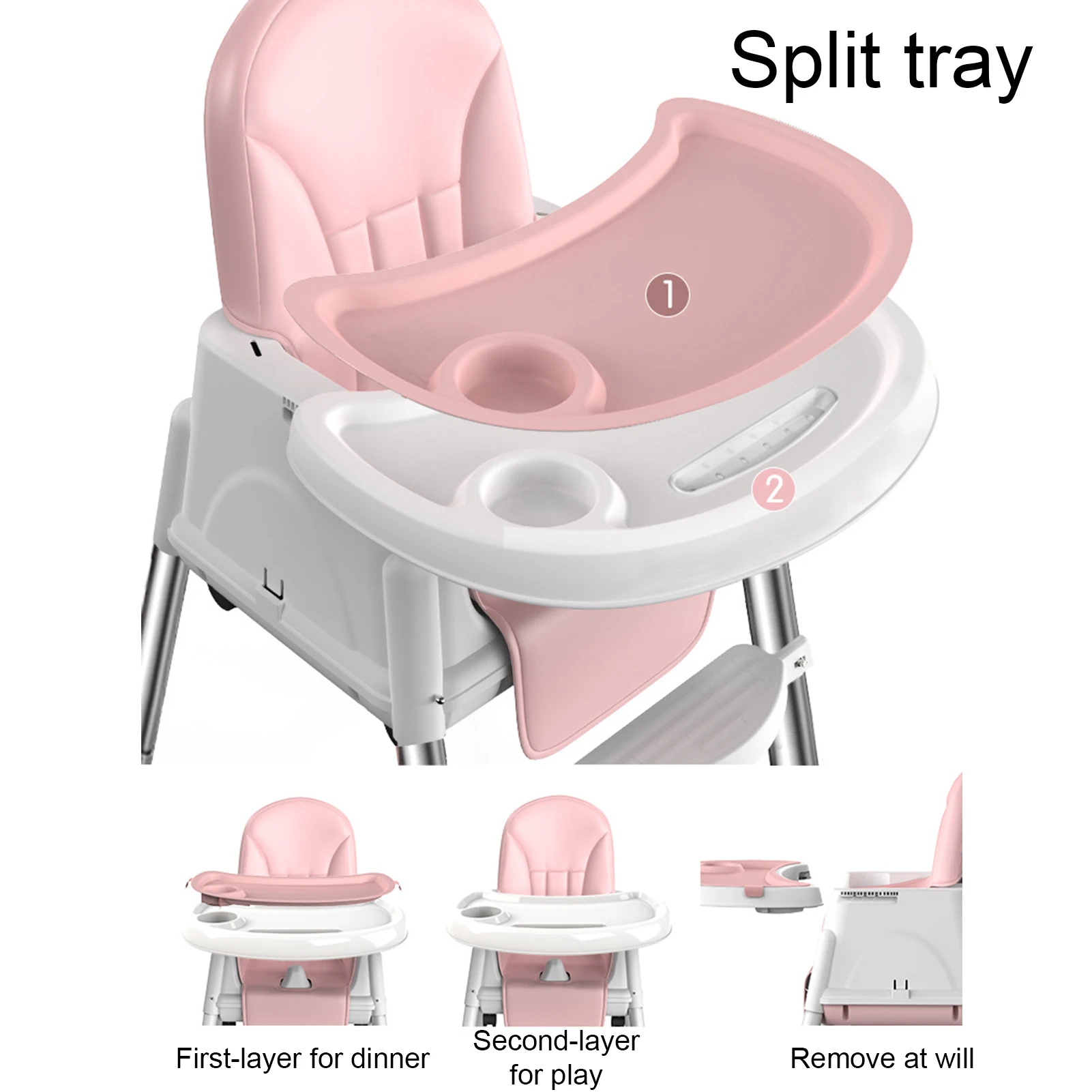 Portable Baby Seat Baby Dinner Table Dining Chair Height Adjustable High Chair With Feeding Tray For Children