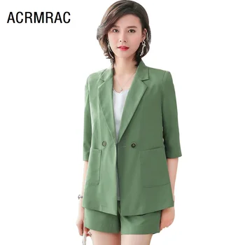 

Women suits summer Half sleeve blazers pants Office Lady Formal Work clothes women pants suits woman set suits 6513