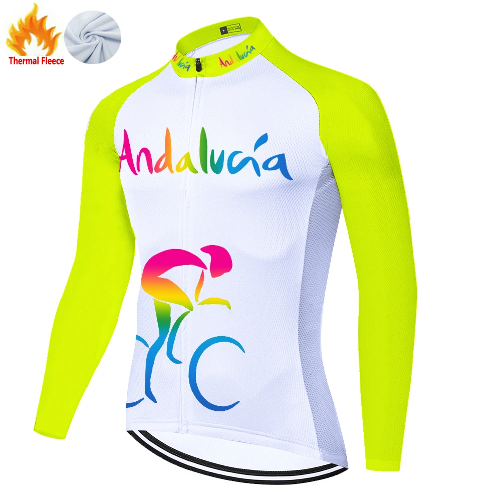 Andalucia Winter Thermal Fleece Ropa Camisa Maglia Uomo Maillot Invierno Camiseta Mallots Ciclismo Hombre Tenue Velo Homme