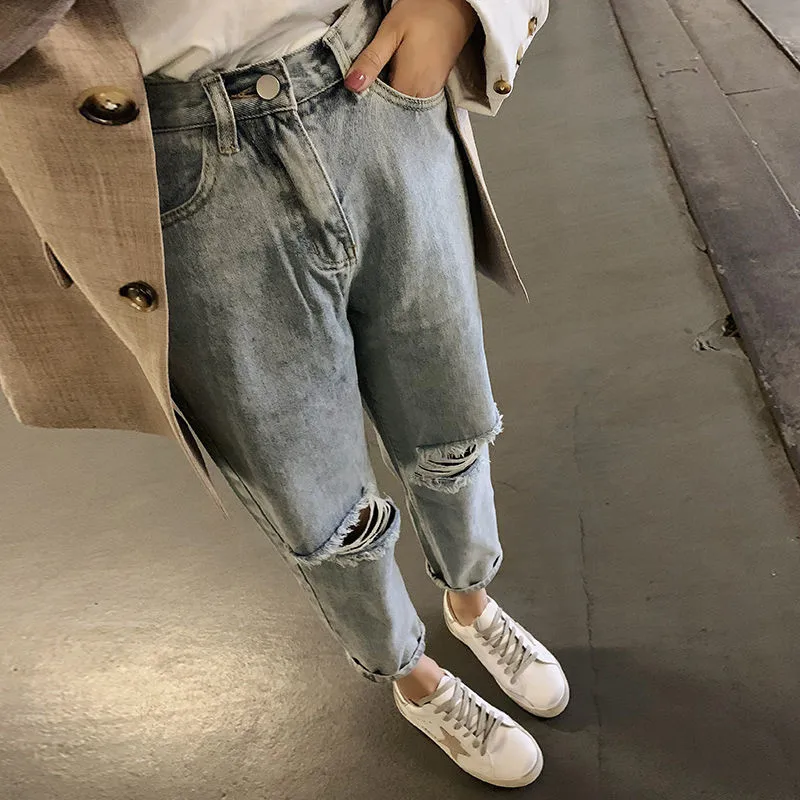 

Fa8812-1 2019 new autumn winter women fashion casual Denim Pants high waisted jeans womens clothing