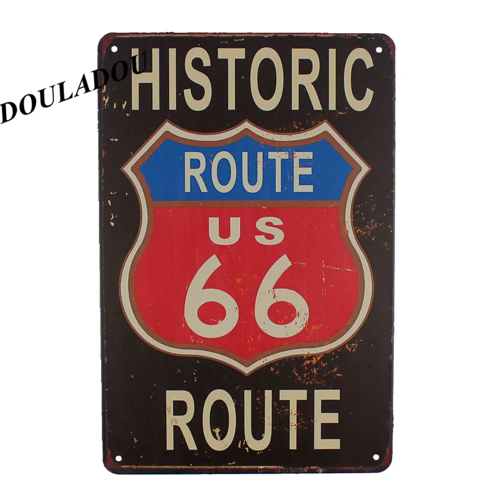 [Douladou] US Route 66 мотоцикл ретро постер винтажный металлический оловянный знак Арт плакат тарелка Бар Паб Гараж Декор комнаты 30*20 см - Цвет: 5