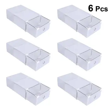 

6pcs Shoes Cases Translucent Drawer Type Plastic Shoes Storage Box Shoebox For Women Man Semi-Transparent Drawer Type Shoe Box