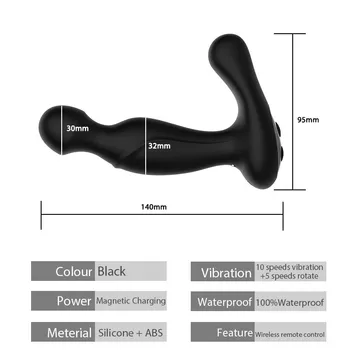 Remote Control Rotating Anal Vibrator for Men Vibrating Prostate Massager Male Butt Plug Prostata Stimulator Gay Anal Sex Toy 5