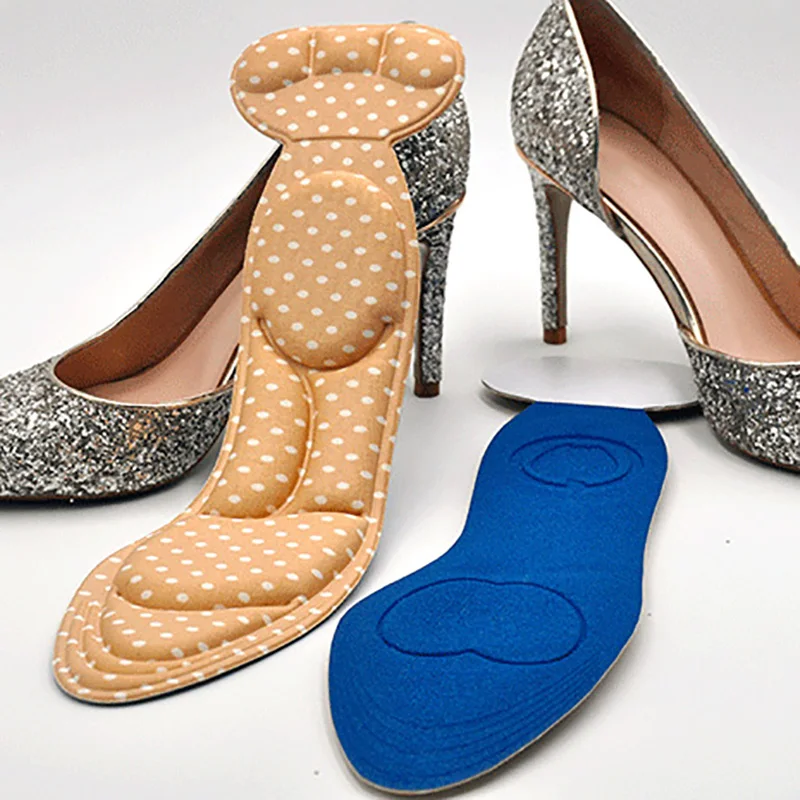 Women 4D Insole Pad Arch Massage Inserts Heel Post Back Breathable Anti-slip Insole Pad for High Heel Shoe new