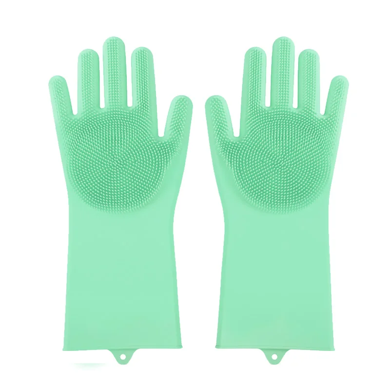 light Green Волшебные перчатки для мытья посуды, 1 пара силиконовых перчаток для чистки, кухонные резиновые перчатки, инструмент для уборки домашних животных - Цвет: light Green