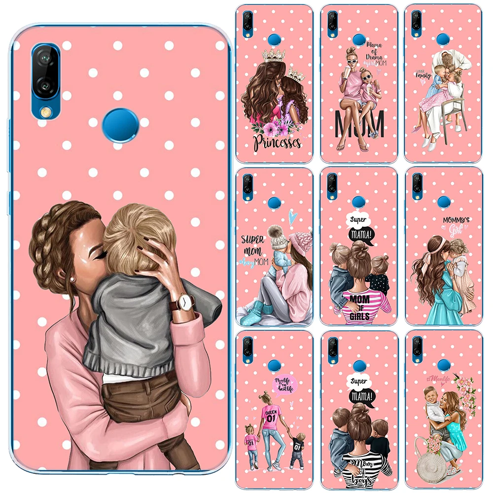Super Mama Girl Mom Boy Baby Silicone Case Cover For Coque Huawei P10 P20 P30 Lite Pro P8 2017 Nova 5I 4 3I 3 Y9 2018 2019 | Мобильные