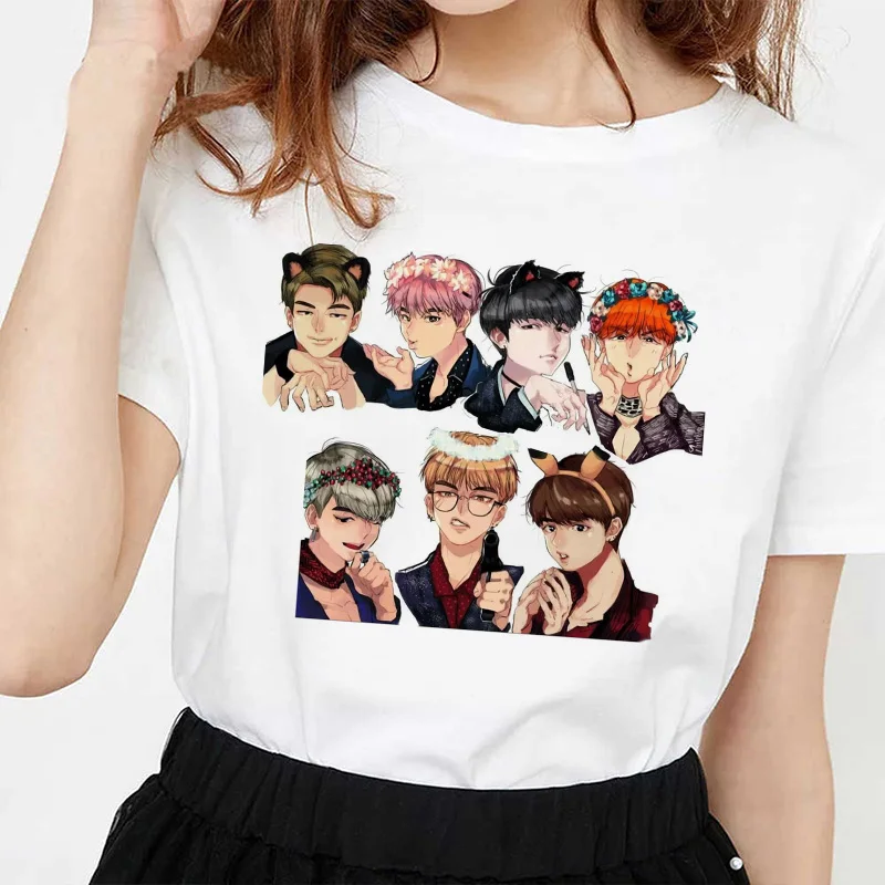 Футболка bangtan boys kpop в Корейском стиле женская футболка оверсайз ulzzang harajuku JIN SUGA J HOPE