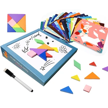 

Montessori Learning Home Magnetic Tangram Jigsaw Educational Toy Children Gift Mathematic Game Colorful Training Interesting