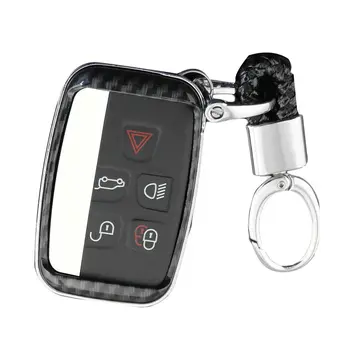 

For Range Rover Jaguar Car Key Hard Fob Chain Ring Case Cover Carbon Fiber