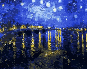 

DIY Painting By Numbers Kits Rhone River Under the Stars Oil Paint By Numbers Landscape Digital Painting 40x50cm Home Decor