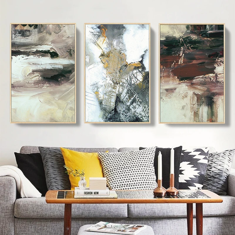 

Nordic Abstract Canvas color spalsh Modern golden painting poster print unique decor wall art pictures for living room bedroom