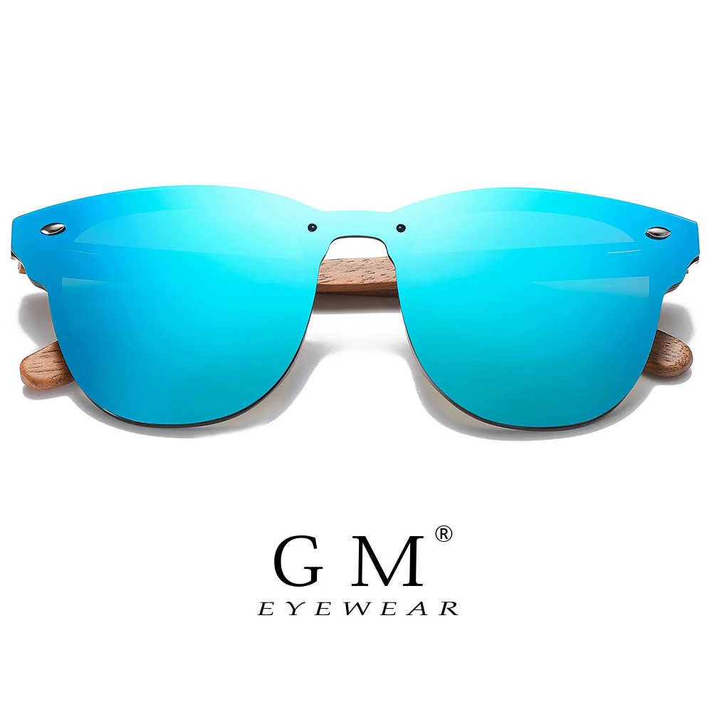

GM Walnut Wooden Polarized Men's Sunglasses Women Retro Rimless Color Mirror Lens Sun Glasses Handmade Driving Eyewear