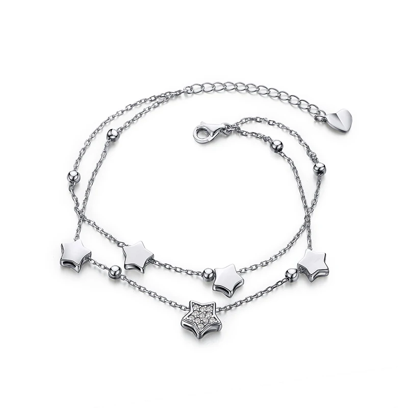 

SA SILVERAGE Bracelet Female 925 Sterling Silver Star Bangles for Women Jewelry Rhinestone 2021 Love Send to Girlfriend