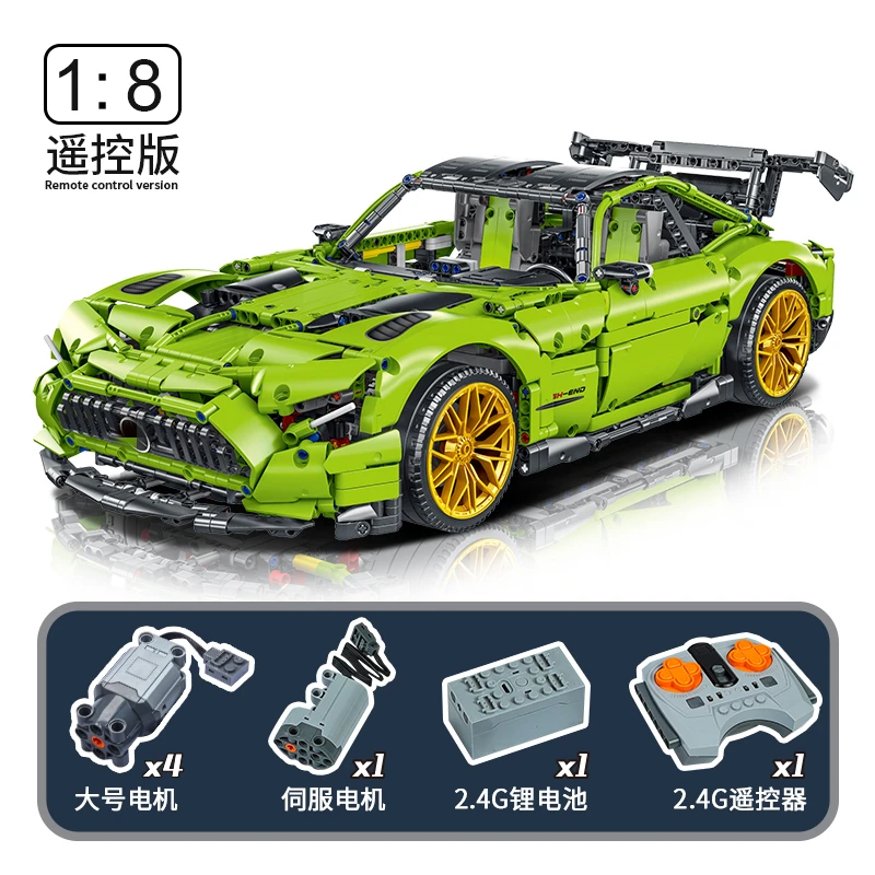 

High-Tech MOC 1:8 F10001 2898Pcs RC Super Racing Car Model Building Bricks Blocks Toy Christmas Gifts For Kids T5003 C001 20001