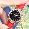 Women Watch Fashion Leather Band Ladies Quartz Wrist Watch Starry Sky Round Dial Roman Number Rhinestone Leather Band Watch Cute 4