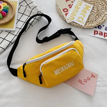

Fashion Canvas Waist Bag Summer Men Women Yellow Green Letter Waist Belt Bag Outdoor Travel Chest Bag Casual Waist Pack DA60YB