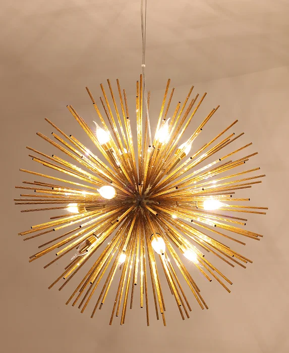 Gold 12 LED 75CM LuKLoy, лофт, люстра, светильник, подвесной светильник, Одуванчик, блестящий солнечный свет, кухонный счетчик, подвесной светильник, Подвесная лампа - Цвет абажура: Gold 12 LED 75CM