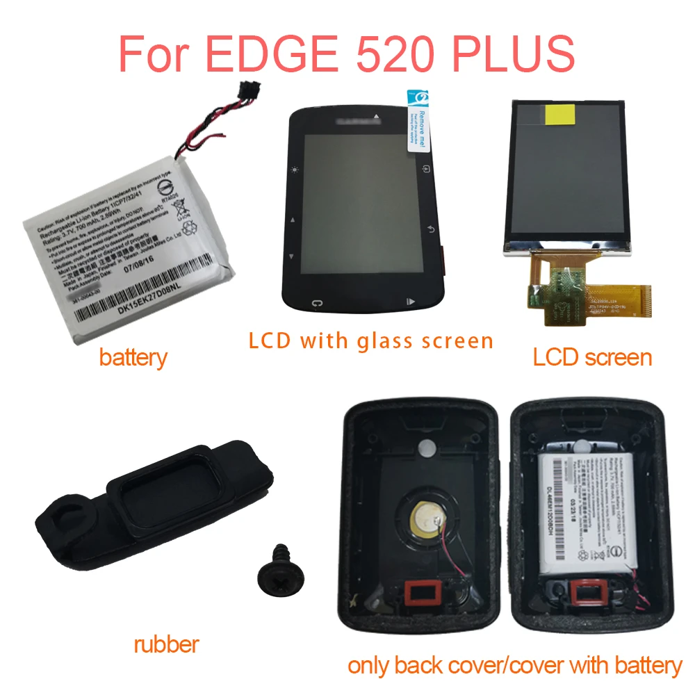 For Garmin Edge 520 Plus Edge 520plus Lcd Screen/lcd Display Screen/back  Cover Case/battery/rubber Cover Part Repair Replacement - Laptop Lcd Screen  - AliExpress