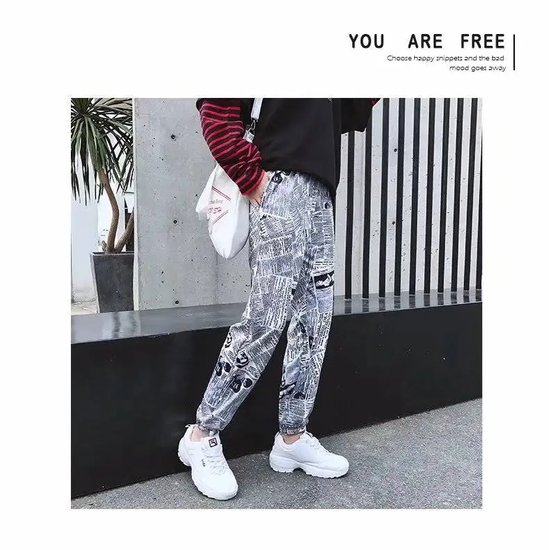 Hip Hop Pants Graphic Print Pencil Pants Men Elastic Waist Track Pants Trousers Mens Womens Fashion Joggers Sweatpants