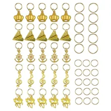 50 шт./компл. металлический африканских волос кольца Бусины манжеты трубки подвески, дредлоки, для увеличения объема, дреды косы ювелирные украшения Корона самолета золото