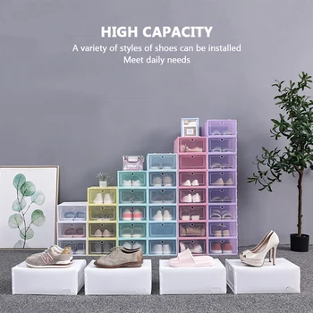 

6pc Transparent shoe box storage shoe boxes thickened dustproof shoes organizer box can be superimposed combination shoe box