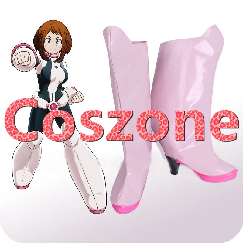 My Hero Academia Boku No Hero Akademia Ochako Uraraka Pink Shoes Cosplay Boots (1)