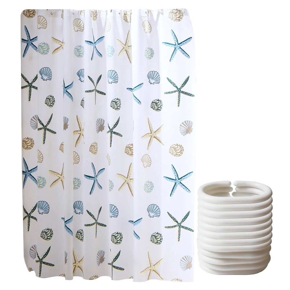 

180*200cm PEVA Bathroom Curtain Toilet Door Shower Curtains Waterproof Mildewproof Home Bath Curtain With Plastic Hooks Jig Hook