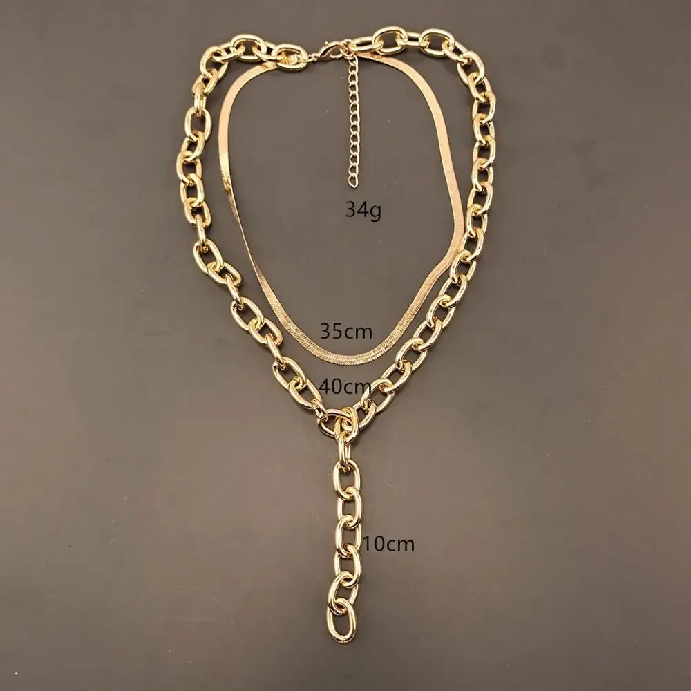 KMVEXO Punk Gothic Chunky Choker Necklace Collares Statement Hip Hop Rock Long Chain Necklaces Set Women Men Steampunk Jewelry