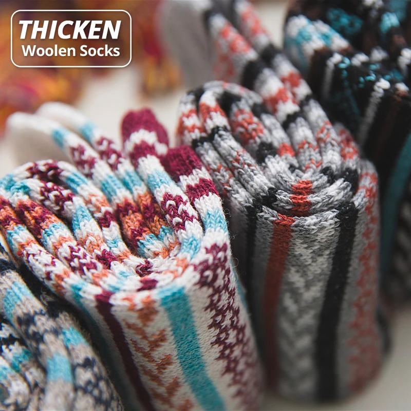 1HSS Brand Fashion Winter Mens Warm Thick Wool Sokken Mixture Striped Thicken Casual Dress Socks for Male US size(7.5-12)_voghion.com