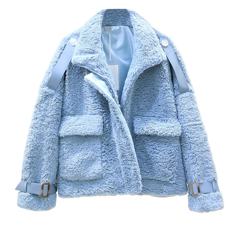 Fashion Winter Jacket Women Granule Sheep shearing coat Korean Short Outerwear Womens Loose Thick Fur Ladies Jackets Coats | Женская